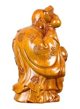 花梨实木雕刻老寿星公祝寿摆件