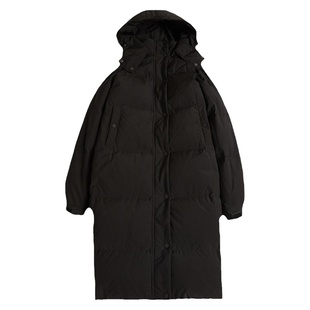 冬季长款白鸭绒羽绒服女过膝2025新款黑色加厚宽松小个子情侣外套