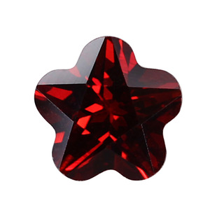 石榴红色五角梅花形戒面锆石裸石 大红色散珠镶嵌入耳钉耳环饰品