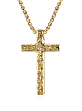 钛钢十字架项链错乱纹理