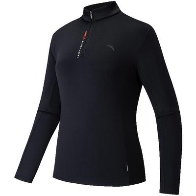 安踏空气麦芬T | 冬季女薄绒半拉链正肩修身长袖针织衫162547406