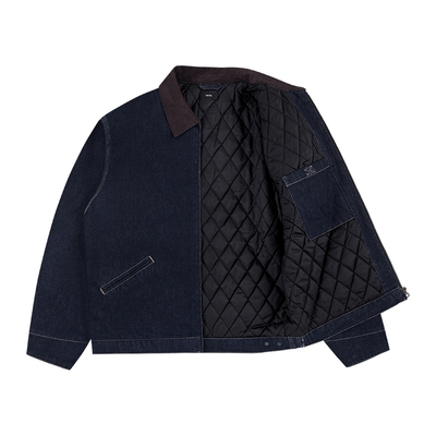 IDLT 原色牛仔 底特律棉服 防褪色 水洗撞色领宽松工装夹克厚外套