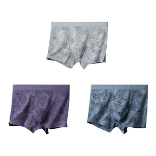 金利来雅系列男内裤男款冰丝印花莫代尔7A抑菌贴合纯棉裆平角裤W