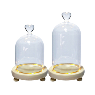 玻璃罩底座 木底座 竹木 松木底托 LED带灯发光底座 软木塞防脱底