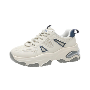 大东灰色老爹鞋女款2026新款春季女鞋圆头厚底鞋增高鞋运动休闲鞋