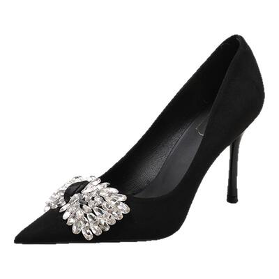 优雅性感水钻蝴蝶结高跟鞋女细跟