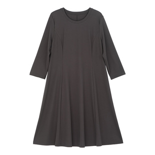 美丽客栈正式场合端庄连衣裙中长款职业通勤立体剪裁A字大摆裙子