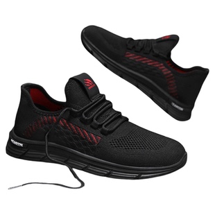 意尔康椰子男鞋春秋夏季黑色运动鞋男款爸爸中年舒适软底网面鞋子