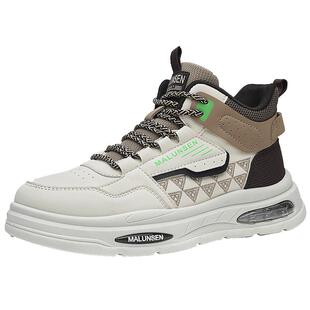 高帮男鞋冬季2026新款潮牌百搭皮面休闲板鞋男士气垫厚底运动潮鞋