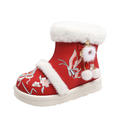 冬新款女童防水棉鞋加绒汉服鞋