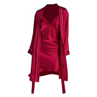 真丝睡袍女长袖系带红色婚礼中长款晨袍高级感女士桑蚕丝家居睡衣