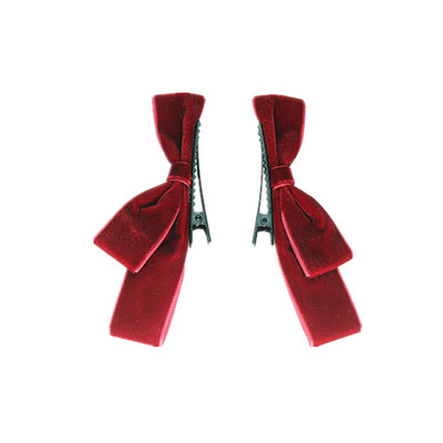 在逃公主红色丝绒蝴蝶结发夹发饰  对夹边夹日韩简约发箍压发头箍