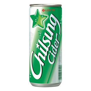 韩国进口LOTTE乐天七星柠檬味汽水雪碧苏打气泡水小罐装碳酸饮料