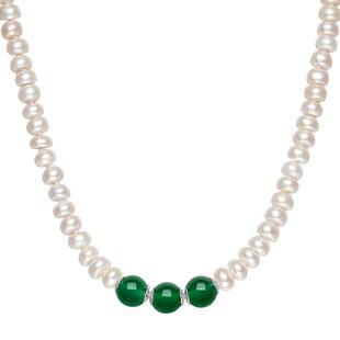 周六福S925银淡水珍珠项链优雅玛瑙颈饰送妈妈新年礼物送礼盒