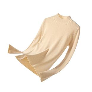 猫人半高领针织打底衫女内搭2025新款秋冬女装套头修身羊毛衣上衣