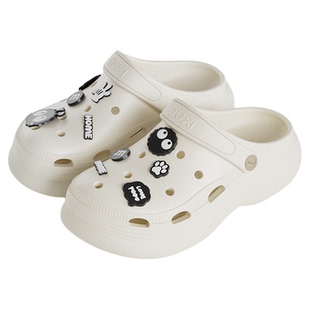 朴西新款洞洞鞋女水果煤球鞋花鞋扣两穿透气厚底户外情侣沙滩鞋男