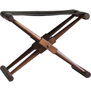 叕木 | 加大座面牛皮马扎实木质折叠板凳便携式家用真皮换鞋凳