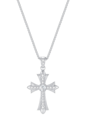 真我不凡S925银镶钻十字架项链女