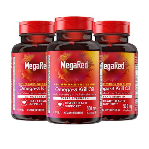 【自营】MegaRed脉拓南极青春版磷虾油Omega3鱼油中老年心血管3瓶