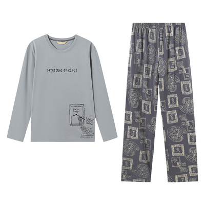 秋鹿纯棉5A抑菌保湿滋养睡衣男