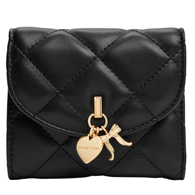 CHARLES&KEITH25冬季新款CK6-10770710金属包挂菱格短款钱包卡包