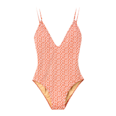 Limone深V露背连体泳衣性感显瘦