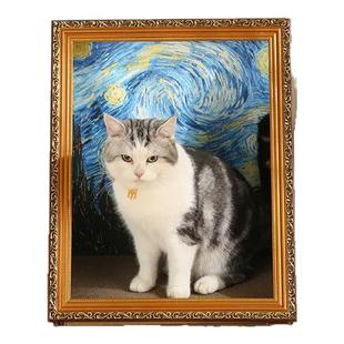 蒙娜丽莎油画猫窝猫抓板画框相框爪板世界名画猫窝加厚瓦楞纸玩具