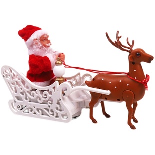 圣诞老人玩偶公仔电动会爬绳子楼梯子鹿拉车儿童新奇玩具创意礼品