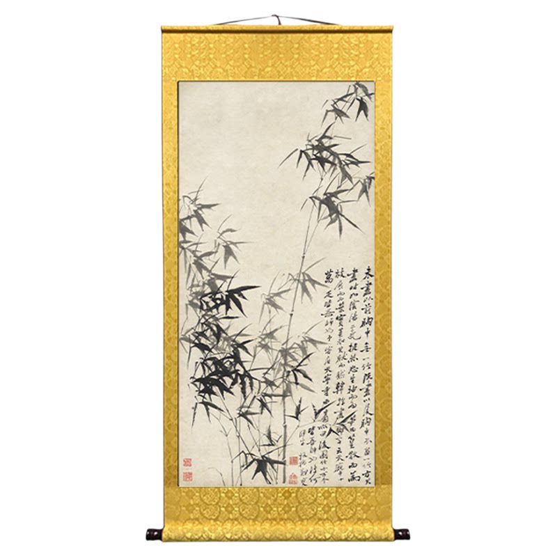 名家国画郑板桥墨竹图字画高清新中客厅玄关茶室装饰挂画竹报平安