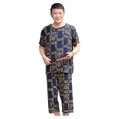 棉绸夏季爷爷老人父亲薄款家居服