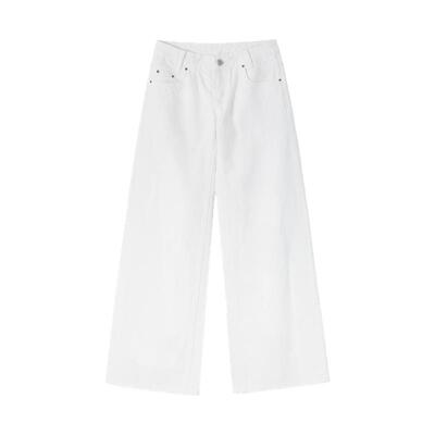 SMIIILE红边赤耳白色低腰牛仔裤