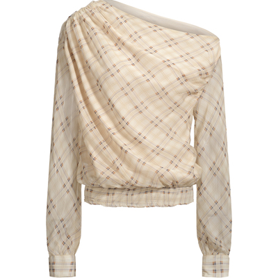 格纹微透松弛显瘦设计感T恤