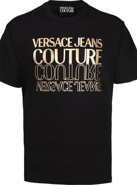 【自营】Versace/范思哲24春夏新款男士短袖T恤圆领烫金印花男装