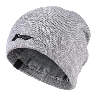 李宁针织帽男秋冬帽子保暖毛线冷帽跑步运动加绒加厚滑雪女大头围