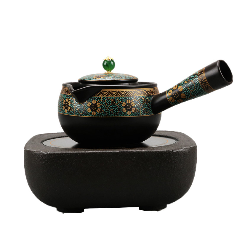 陶瓷煮茶器小青柑专用煮茶壶侧把壶黑茶煮茶炉带内胆可加热泡茶壶
