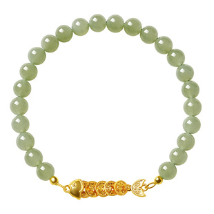 宫里上新和田玉手串女款天然玉石锦鲤手链旺财高级感闺蜜生日礼物