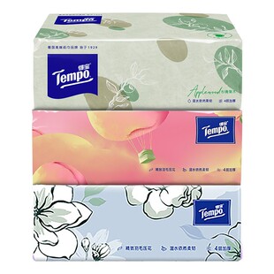 Tempo得宝抽纸果木蜜桃茉莉味4层90抽混合香味组合3包装