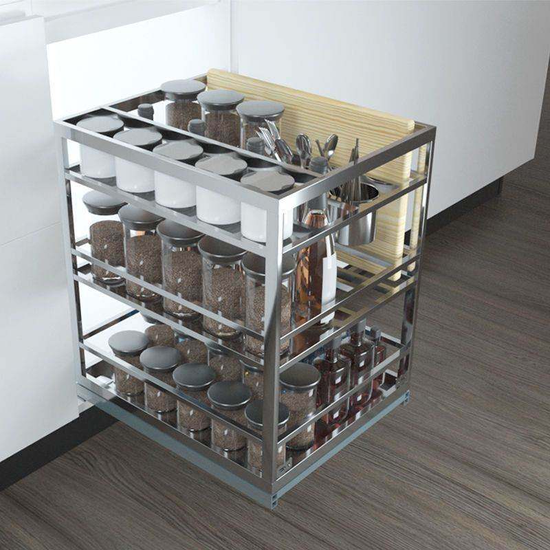 调味篮拉篮厨房橱柜双层抽屉式不锈钢置物架收纳碗碟篮架柜
