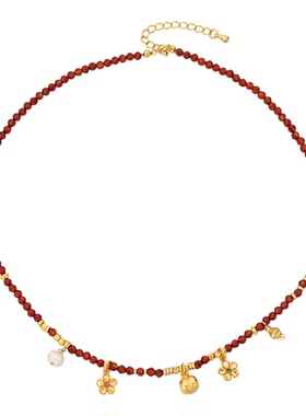 本命年红绳红玛瑙葫芦串珠项链