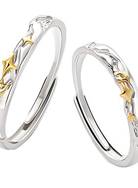 情侣对戒纯银小众轻奢对戒