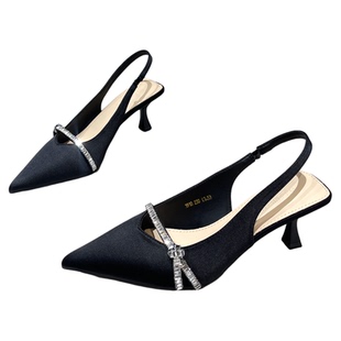 水钻气质高跟包头凉鞋女2026新款夏外穿配裙子细跟尖头后绊带单鞋