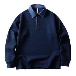 男士撞色牛仔翻领卫衣男冬季加绒加厚2026新款奥丽绒打底衫上衣潮