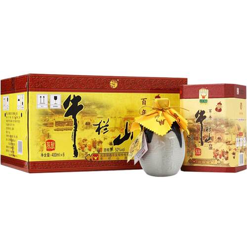 牛栏山52度百年陈酿三牛400ml*6瓶浓香型纯粮高度白酒整箱装