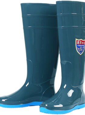 平底男士牛筋防水胶鞋长筒雨靴