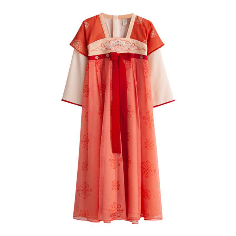 春款敦煌印花唐宫假两件齐胸汉服