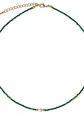 设计师款极细钻切祖母绿项链