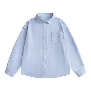 WASSUP BROWN蓝色衬衫男款春秋季韩版潮流外套宽松休闲内搭上衣