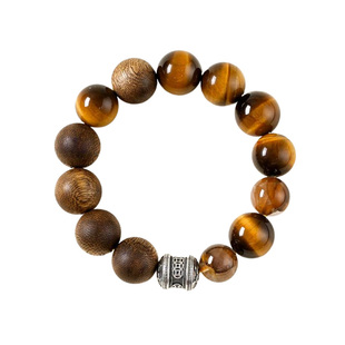 【事业稳固】黄虎眼沉香木质手串范李李招财守业男商务能量手链