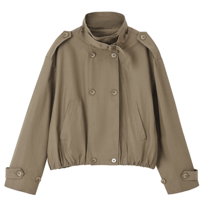 德玛纳韩系两穿领风衣外套上衣