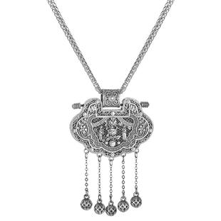 九乐足银999龙凤呈祥做旧掐丝天子门生锁新中式国风首饰送女友礼